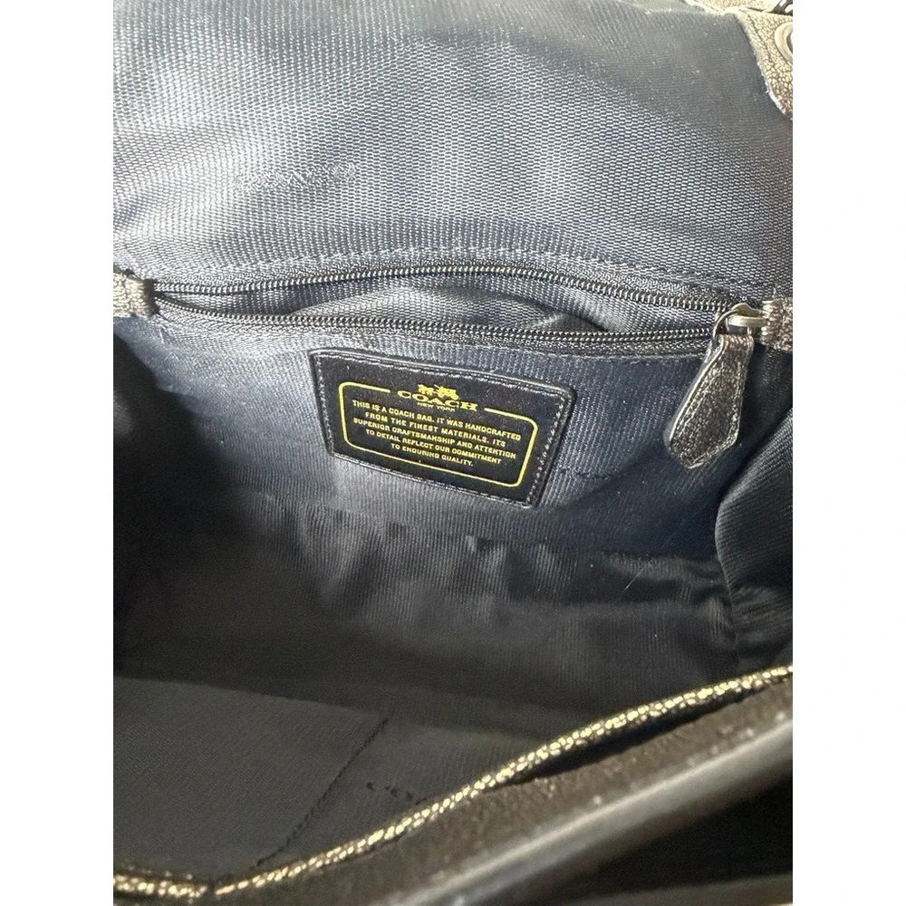 Y2K Coach Ranger Flap Metallic Black Leather Chain Crossbody Bag